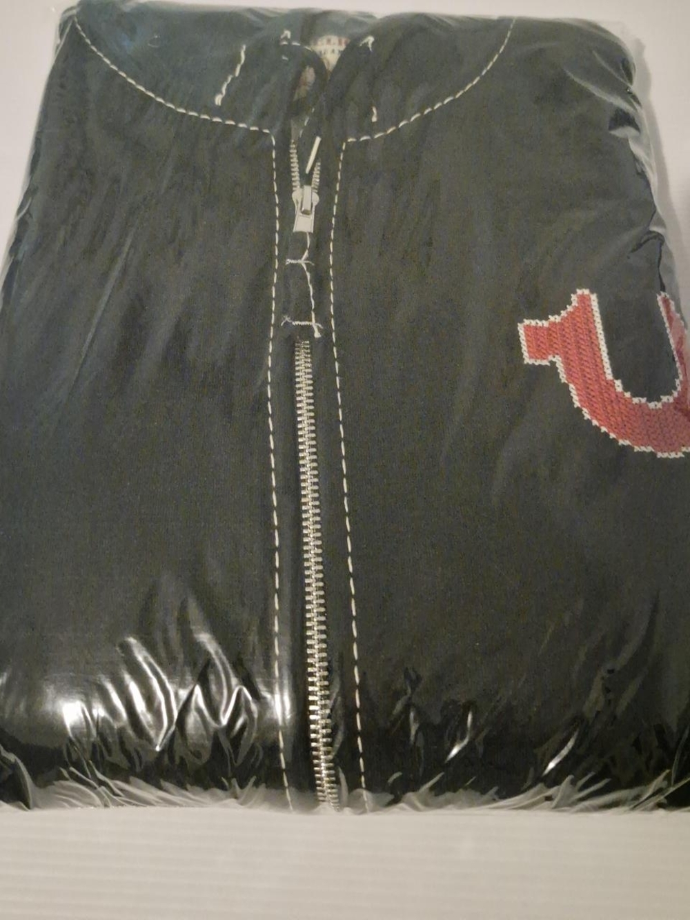 True Religion Black Jacket with Red Logo Lightweight Shirt Jacket